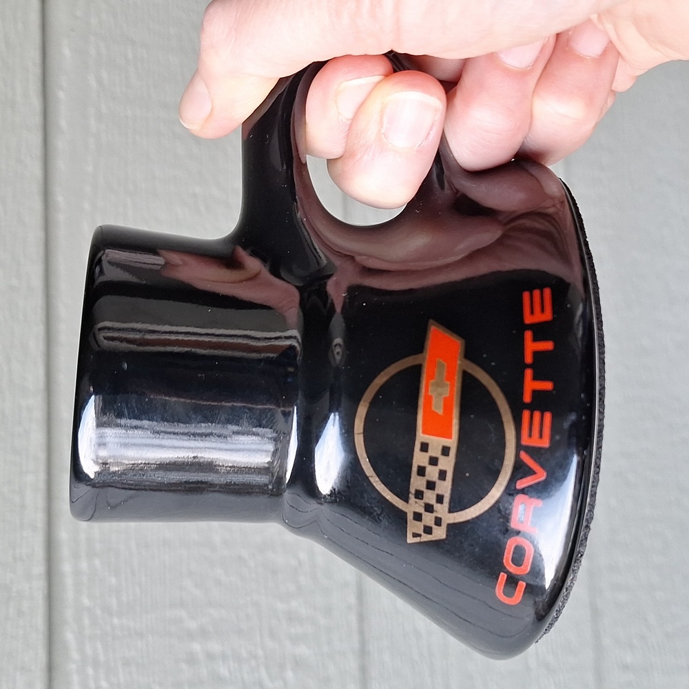 Vintage Corvette No Slip Mug Black Red Gold Racing Cars